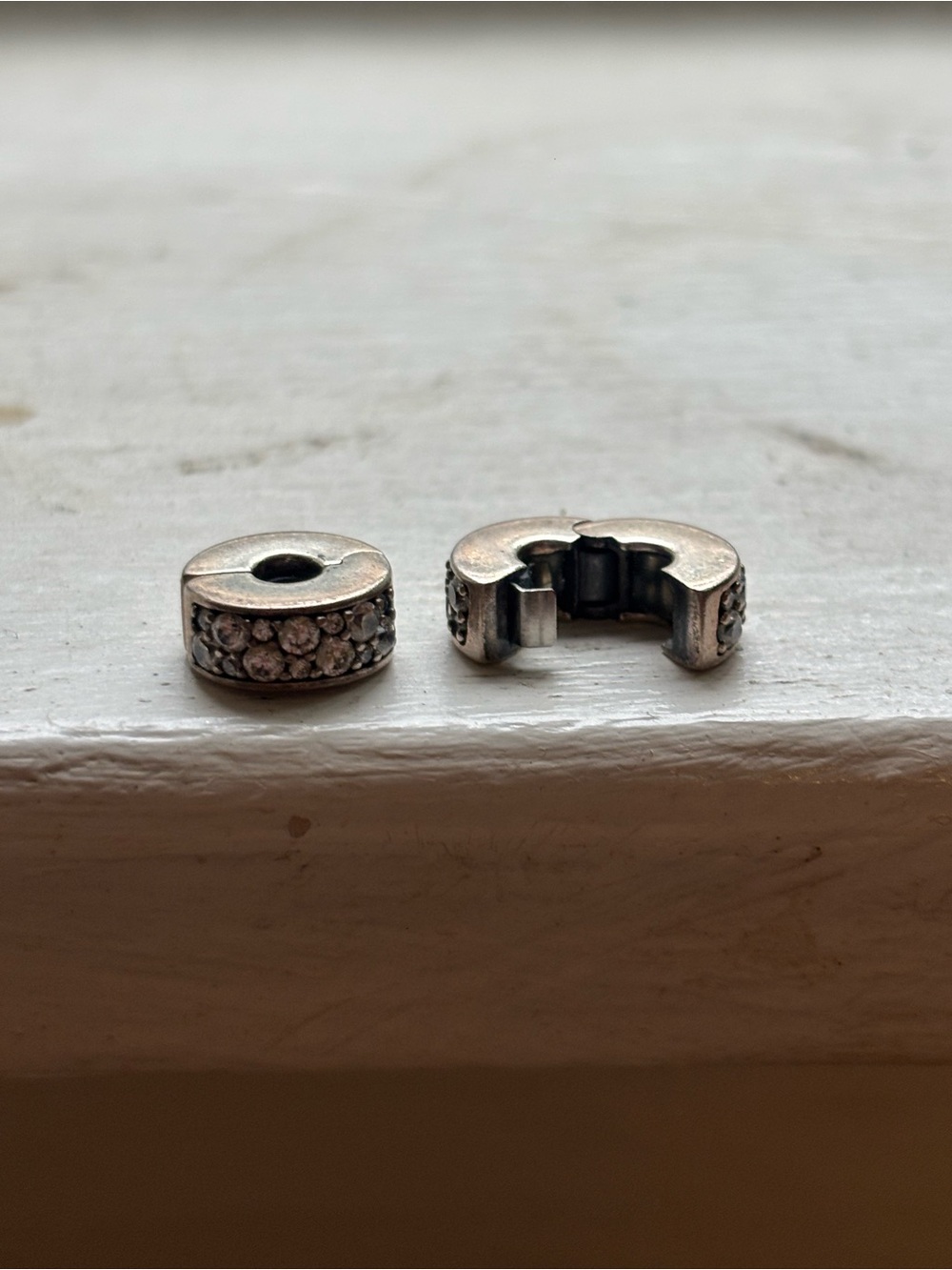 Sterling Silver Crystal Pave Pandora clips